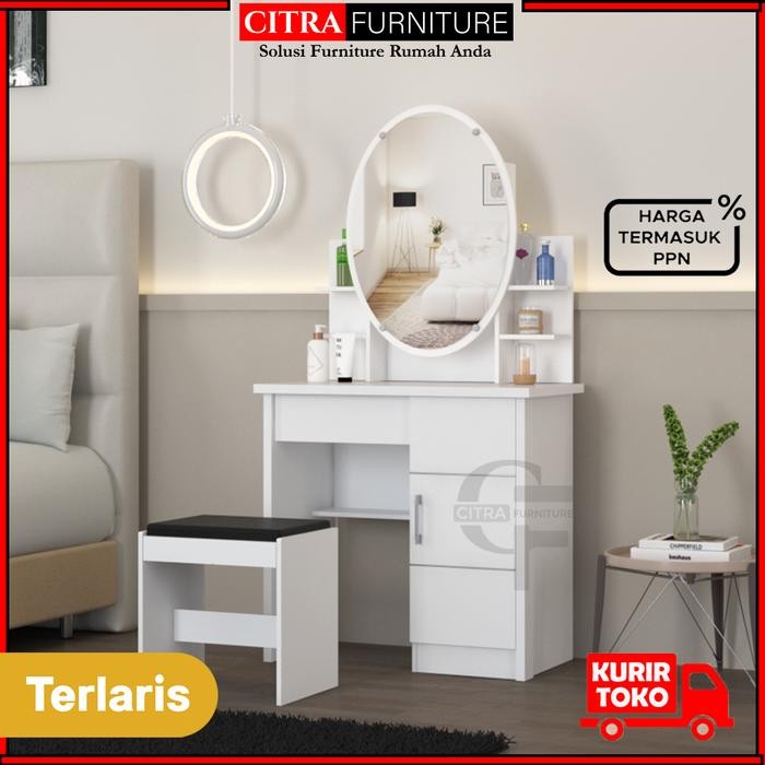 Meja Rias Sliding Minimalis |Tolet Sleding|GRAVER MR 001 - Putih, DIRAKIT