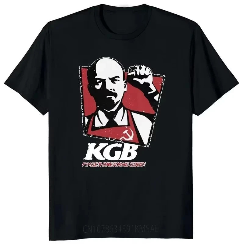 Pakaian jalanan Kaos Vintage KGB Rusia USSR Vladimir Lenin Lengan Pendek Komunisme Marxisme Sosialis