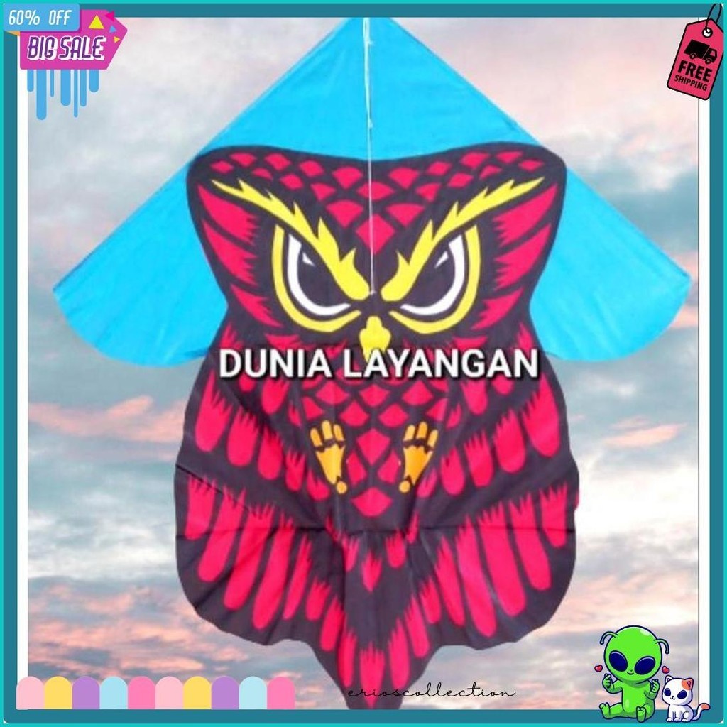 #@ Layangan  Kain Parasut Celepuk Burung Hantu Owl Besar Terlengkap Dan Termurah #$