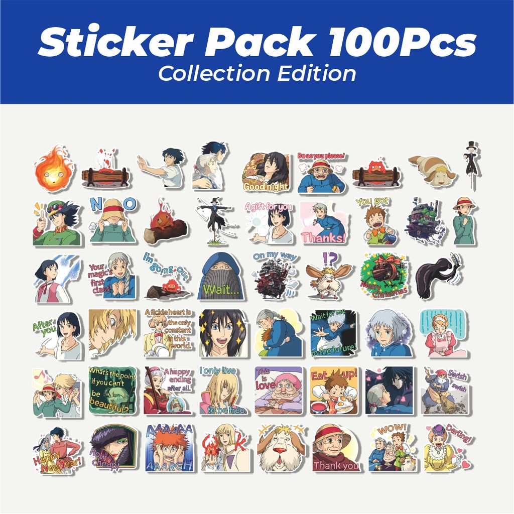 Hot Stiker HOWL - Howl's Moving Castle Ghibli Lucu Anti Air Stikers Berperekat Waterproof Sticker De