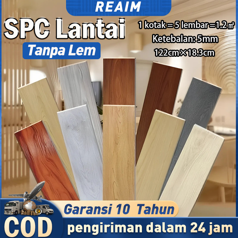 COZYNEST Reaim SPC lantai Kayu Wood Flooring Vinyl Klik Tanpa Lem Lantai kayu parquet Dengan Lem Sti