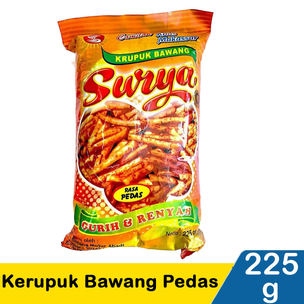 SURYA KRUPUK BAWANG PEDAS 225g