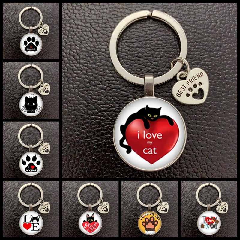 Very Cute Pet Cat Keychain Cat Paw Footprint Pattern Keychain BEST FRIEND Pendant Keychain Favorite 