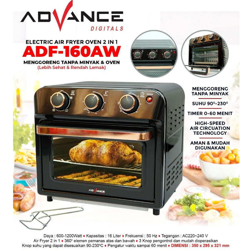 Air Fryer Oven Advance ADF-160AW 2-in-1 Kapasitas 16L