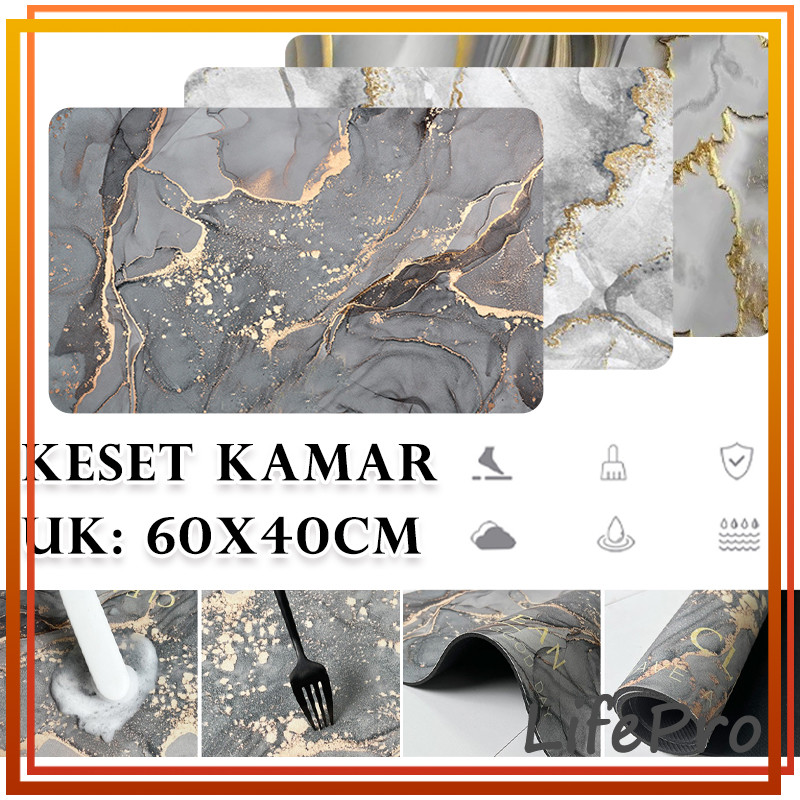 Keset Kamar Mandi Motif Marmer/Kamar Mandi Keset Lantai Menyerap Air / Keset Kamar Anti Slip