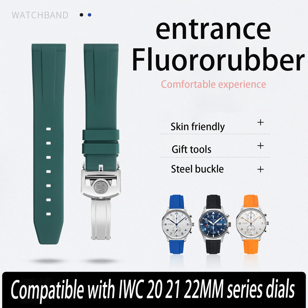 FKM Fluoro Rubber Watband For IWC Big Pilot Mark Portugieser TOP GUN Quick Release Waterproof Wat Ba