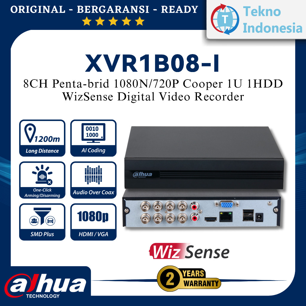 UPGRADE DAHUA DVR CCTV 8CH 2MP COOPER XVR1A08 8 CHANNEL 2MP 1080N H.264 Video Compression CCTV XVR1B