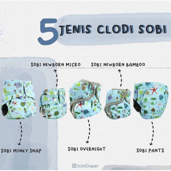 SOBI Cloth Diaper Sobi Minky Snap Sobi Overnight Sobi Pants Sobi Newborn Clodi Sobi Popok Kain Cuci 