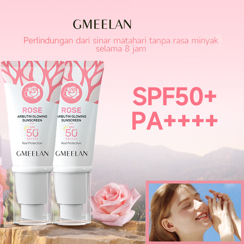 2Pcs Set GMEELAN Rose Arbutin Sunscreen SPF50 PA++++ UV Sun Protection Brightening Sunblock  penjual