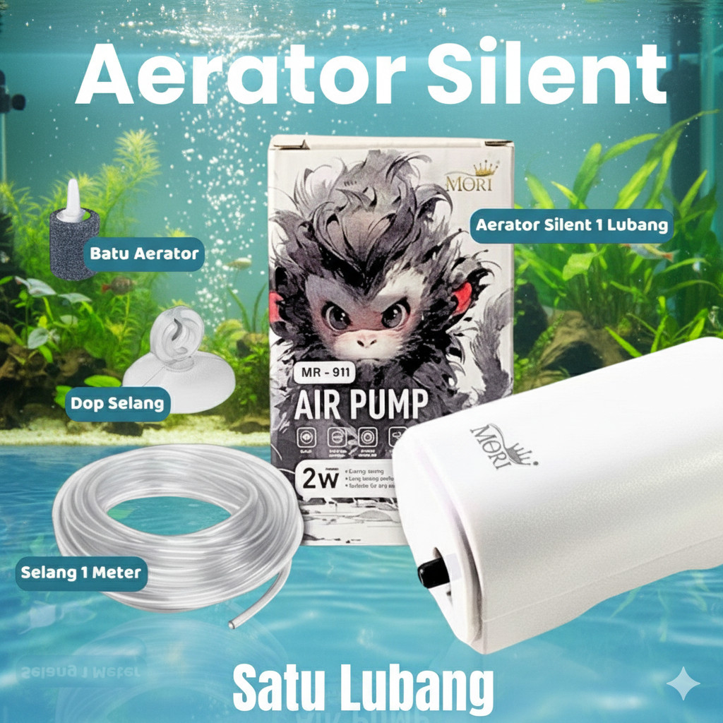AERATOR AQUARIUM SILENT 1 LUBANG MESIN GELEMBUNG UDARA AERATOR AQUARIUM
