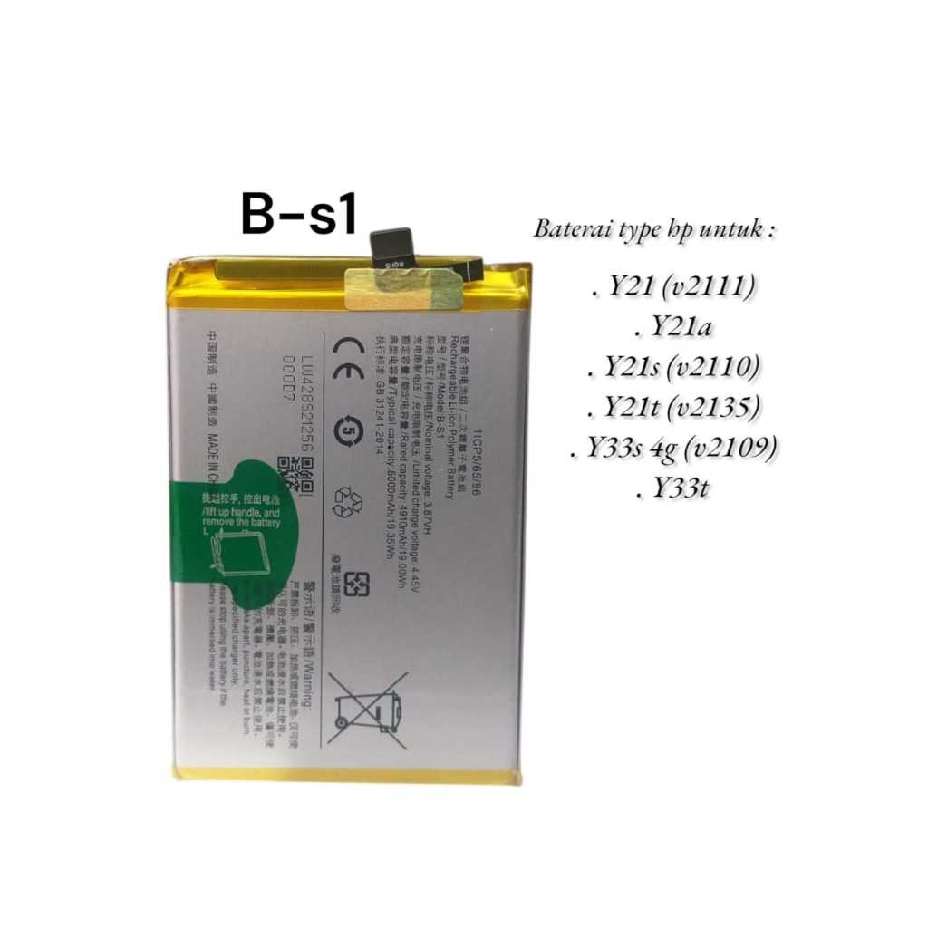 Baterai  Y21 2020 Baterai  Y33S Y21S Y21A Y21T Baterai  B-S1  BS1 Original <rukorainbow>