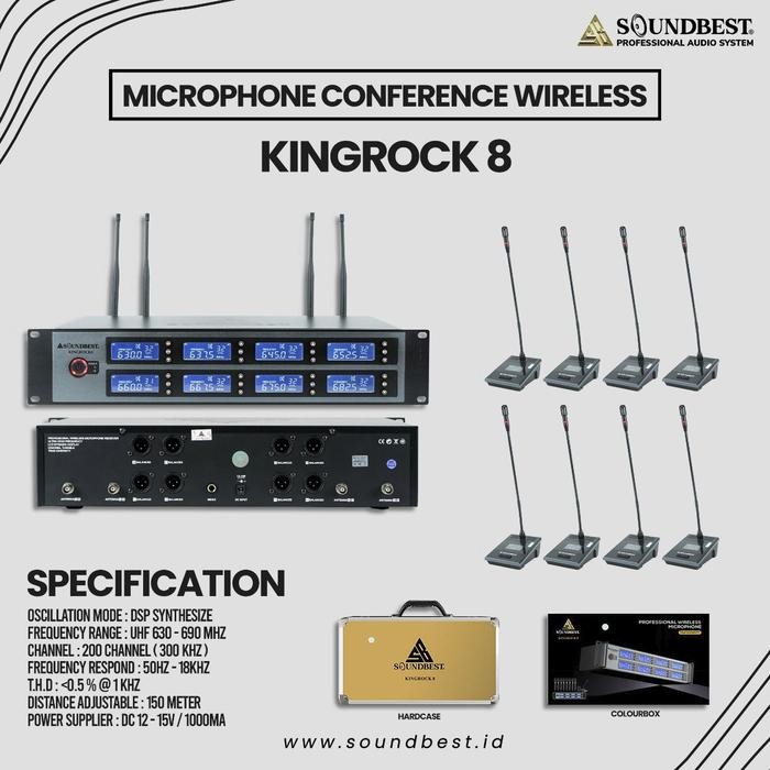 Mic Wireless Conference Soundbest KingRock 8 Mic meja wireless 8 mic