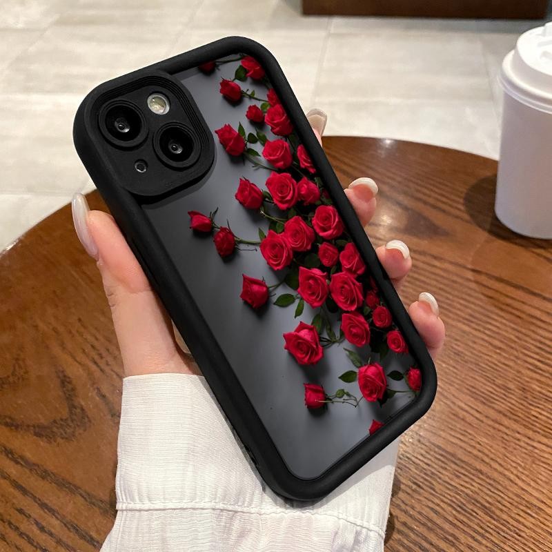 Softcase OPPO Reno5 4G 5G Reno3 Reno4 F Lite K Z Reno6 Case Silicone TPU Rose Lens Protection Casing