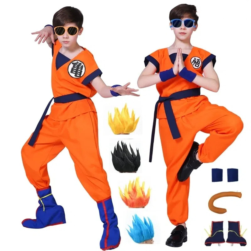 Halloween Adult Kids Son Goku Cosplay Costumes Suits Krillin Outfits Anime Party Child Costumes Tail