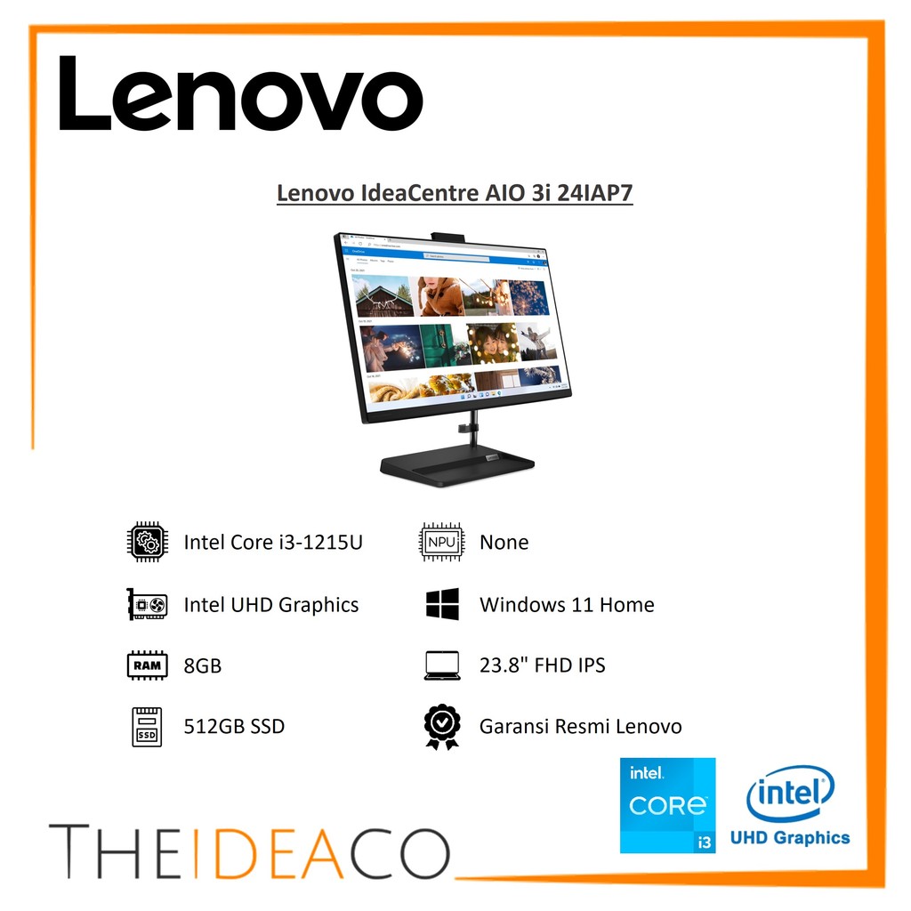 Lenovo IdeaCentre AIO 3i C5ID C6ID i3-1215U 8GB 512GB SSD 23.8" Win11Home W1Y Onsite