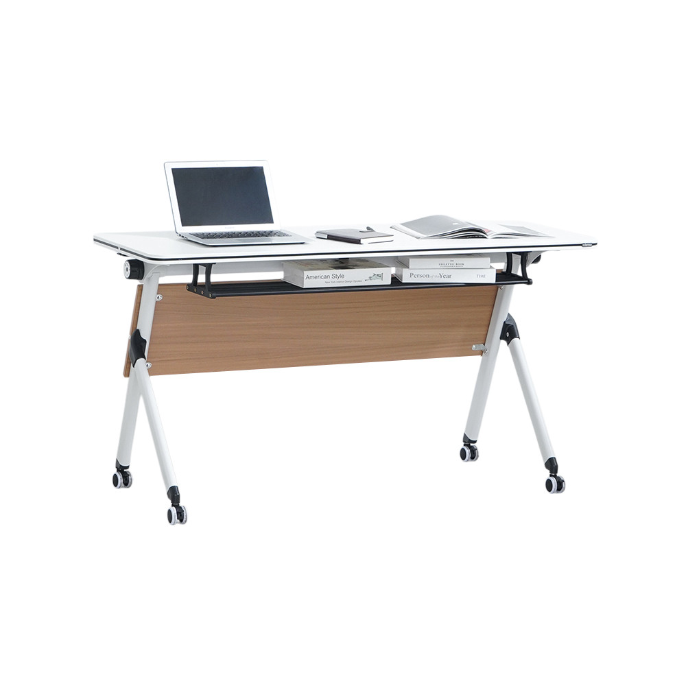 Informa Yori Lite Meja Training 1450 - Putih/Cokelat Oak Meja Kerja Dengan Roda Furniture Indoor Kan