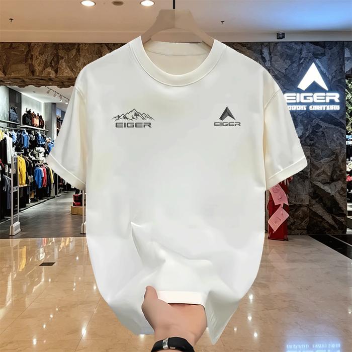 Kaos Pria EIGER Putih Double Logo Original - T-Shirt Pria Lengan Pendek Desain Modern Nyaman untuk D