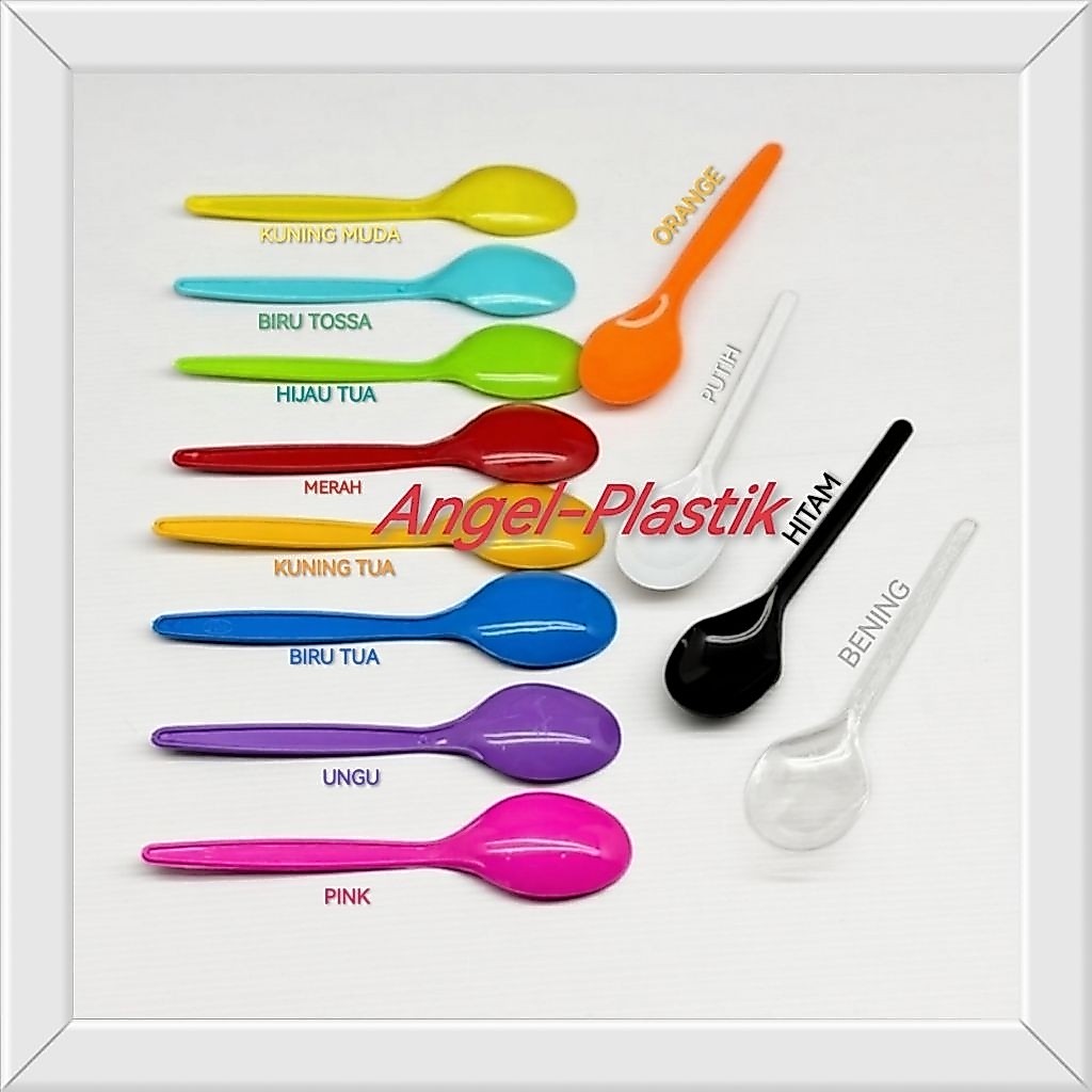 SENDOK PANJANG MAKAN WARNA-WARNI  ISI 100 PCS | SENDOK PLASTIK WARNA-WARNI | SENDOK MAKAN | SENDOK W
