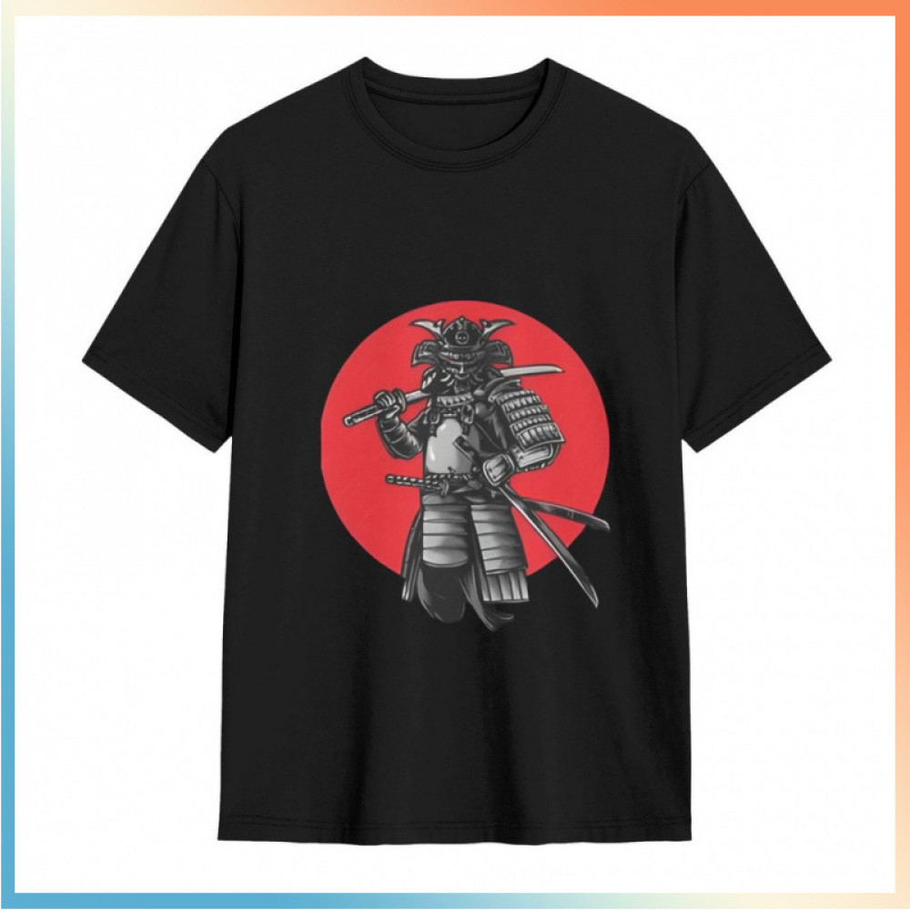 Kaos Kapas Pria Dengan Pola Pedang Samurai, Kaos Lengan Pendek Pria Moden
