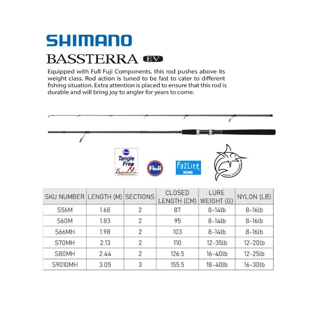 Shimano Bassterra EV Rod Joran Pancing Empang Kolam Danau Sungai