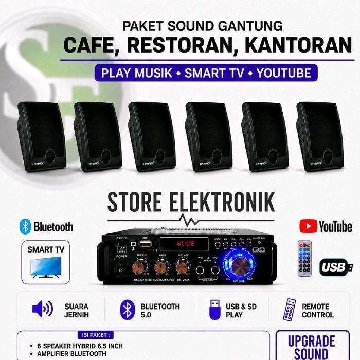 Paket 6 Speaker Mini Pakai Di Ruangan,cafe,Restoran,Ampli Bluetooth