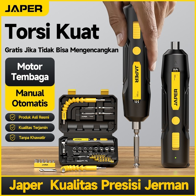 SERESHOP JAPER Obeng Elektrik Mesin Bor Cordless Mini dengan Baterai Bor Mini Screwdriver Baterai Me