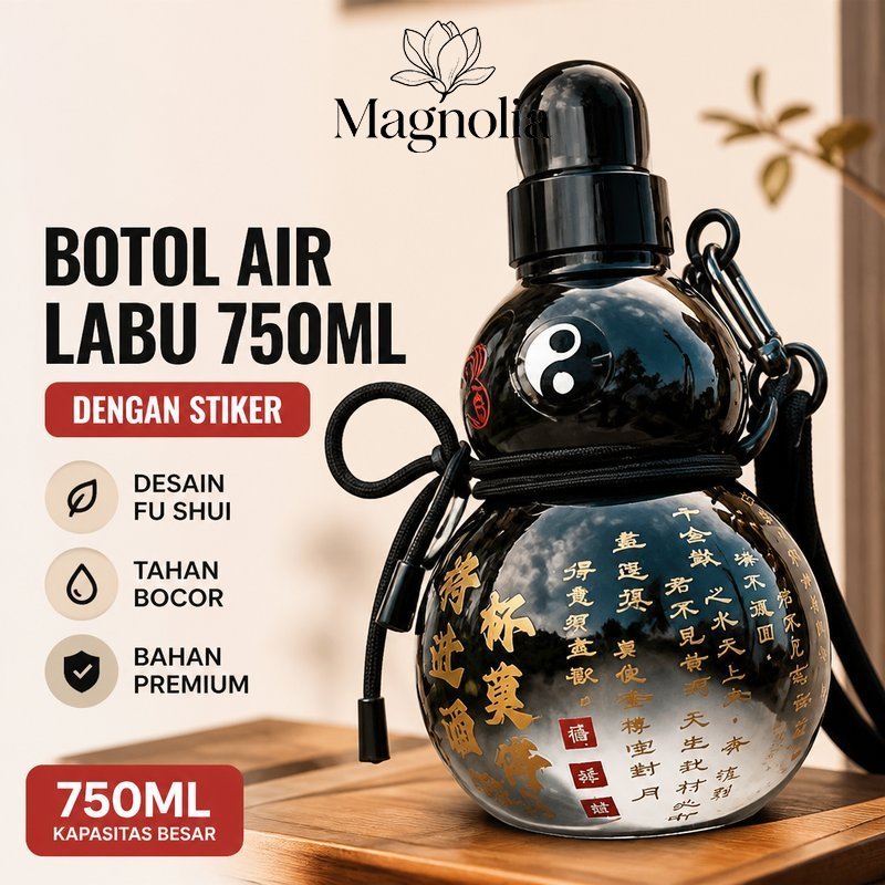 Botol Minum Labu Holo 750Ml Botol Air Minum Plastik Food Grade Feng Shui Dengan Stiker
