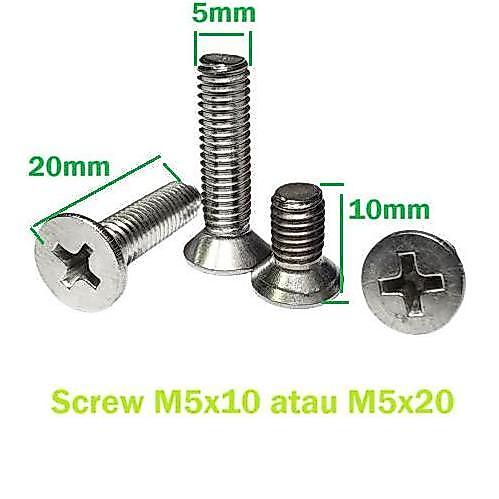 Baud Screw Metal M5x10 M5x20 M5 5mm 10mm 20mm obeng plus Putih Alqshop