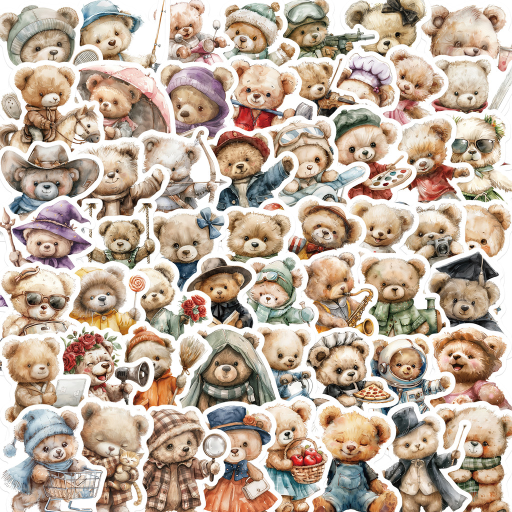 

55pcs Cartoon Korean Teddy Bear Graffiti Stickers Decorating Classic Kids Toys Luggage Motorcycles Laptops Waterproof Sticker