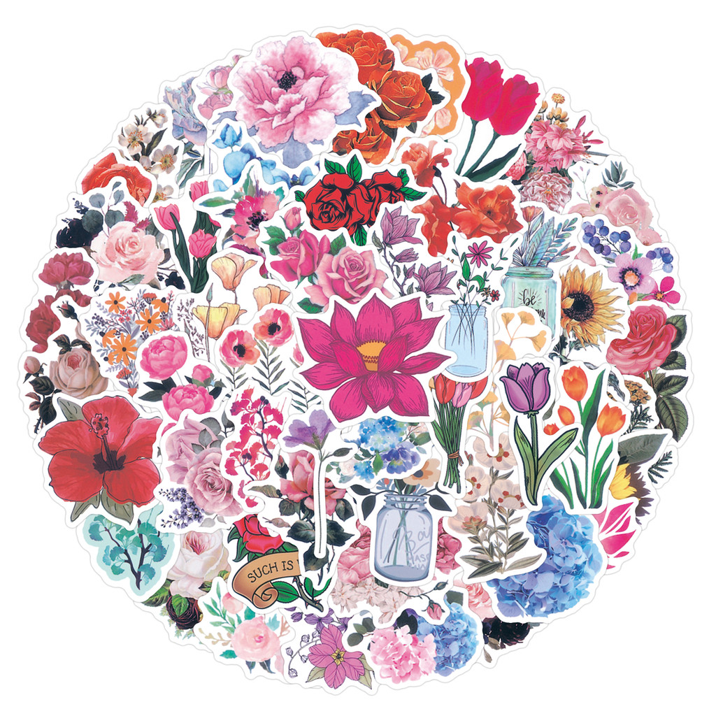 

10/30/50/100PCS Flowers Stickers For Waterproof Decal Laptop Motorcycle Luggage Snowboard Fridge Phone Car Sticker