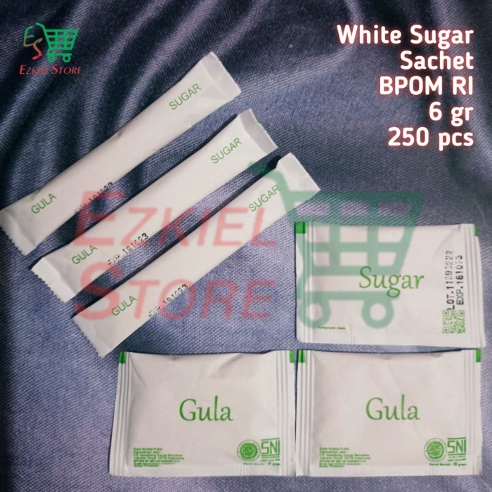 

New White Sugar Sachet / Gula Putih isi 250 pcs ( Kotak / Batang )Premium
