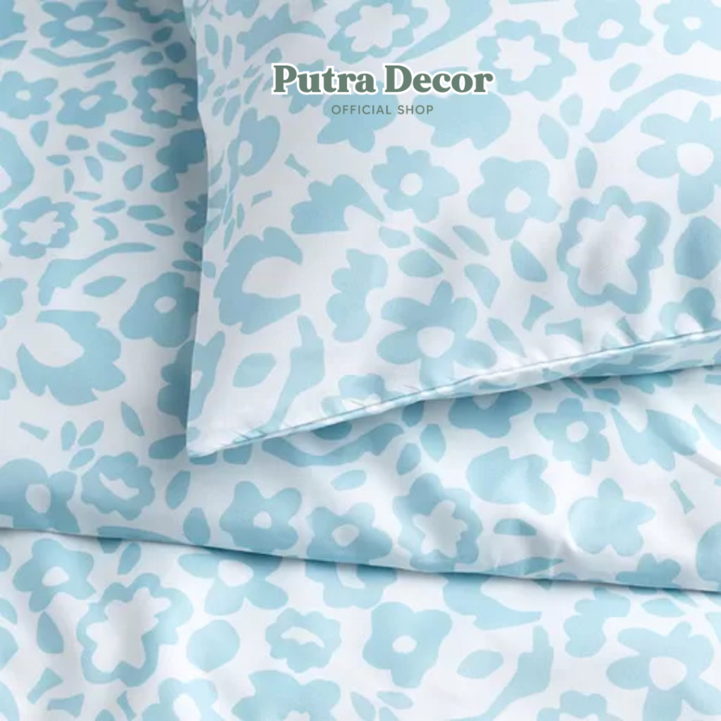 EXCLUSIVE SWITZERLAND Sarung duvet dan sarung bantal, putih/biru, 150x200/50x80 cm