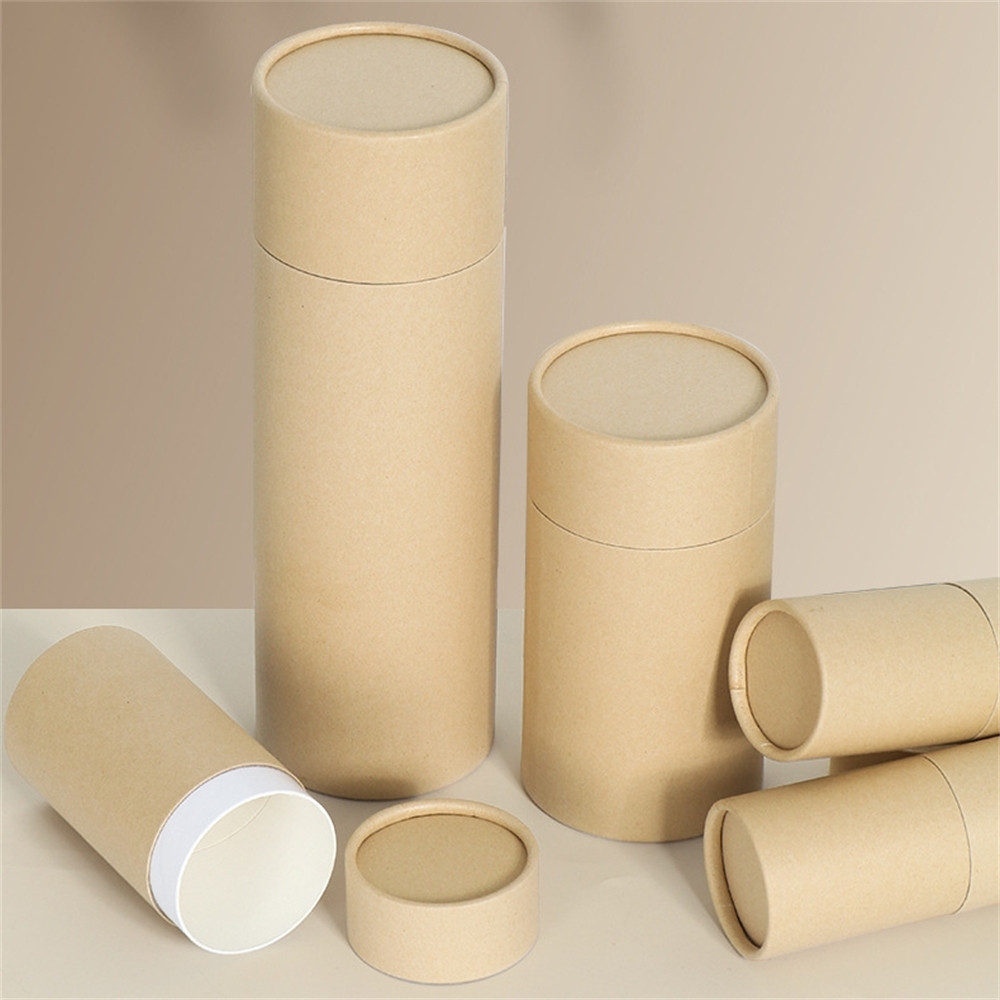 

10pcs Kraft Paperboard Tubes with Lids Round Cardboard Jars Packaging Bottle for Tea