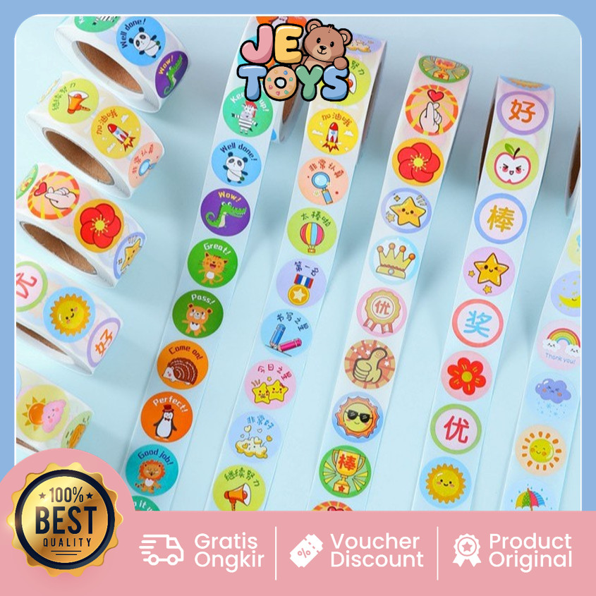 

JE TOYS 6593 500 PCS Stiker Selamat Menikmati Tempelan Jualan Makanan 500 PCS Sticker Bulat Roll Makanan Kue Terima Kasih Sticker Bulat Roll Unik Stiker Roll Catering Motif Beragam