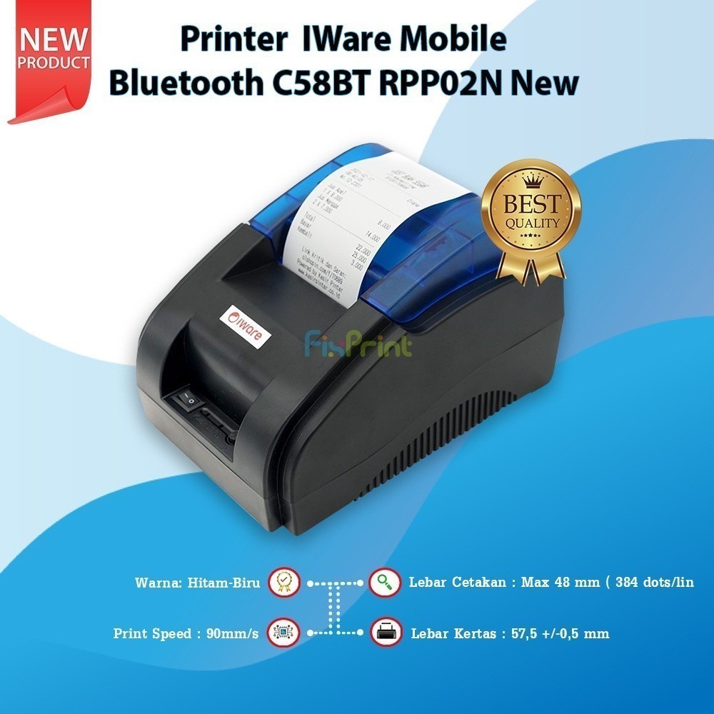 

Printer Kasir Thermal Mobile USB + Bluetooth Iware 58BC C-58BT MP-58II MP58X MP-58MPC ZJ5809II XP58IIZ C-5813 Scanner Barcode BS-1206 1206 ULT-1808 1808 1 Dimensi USB