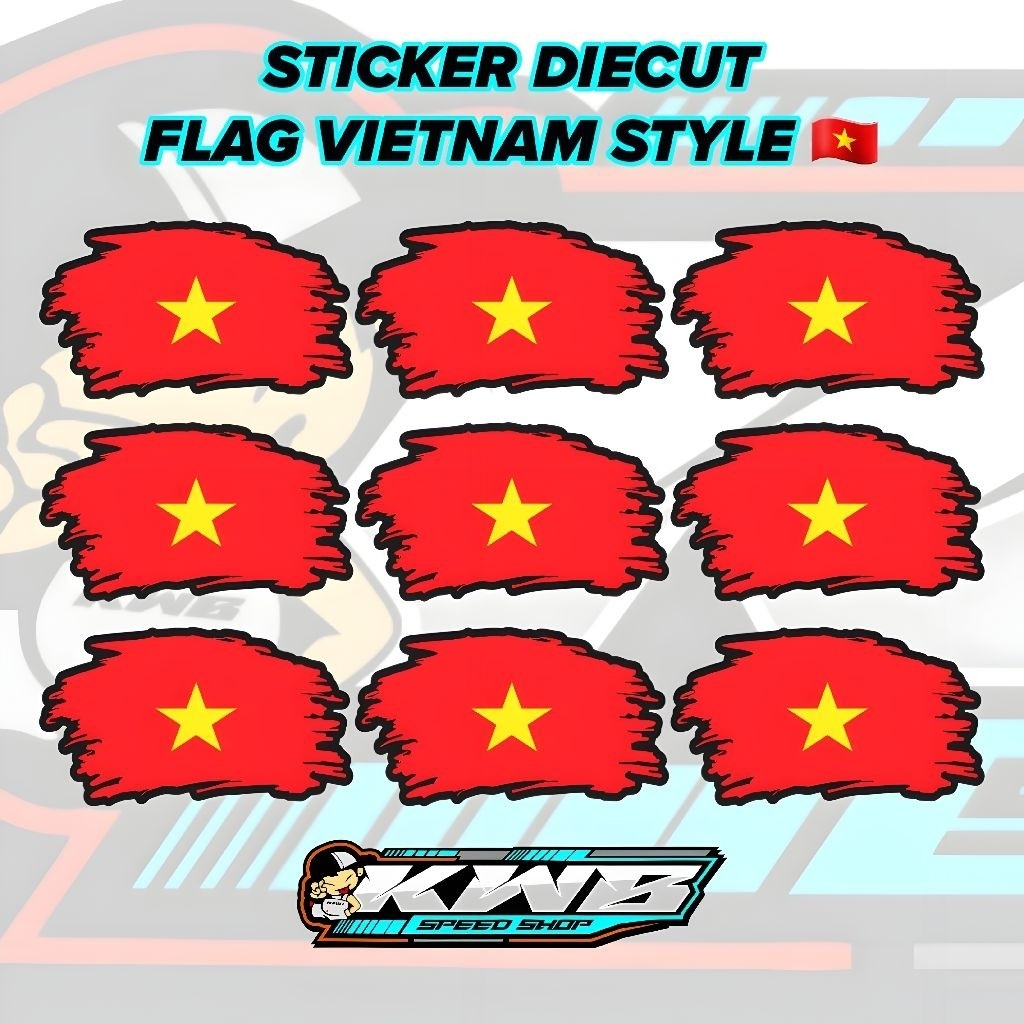 

Stiker vietnam style sticker bendera flag logo vietnam style ukuram 6cm x 3cm isi 5pcs