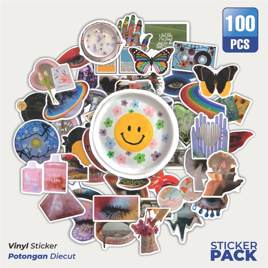 

Super Hemat! 100 PCS Stiker Vintage Classic Waterproof Aesthetic- Untuk Laptop, Motor, dan Helm - Paper Stationery Pack