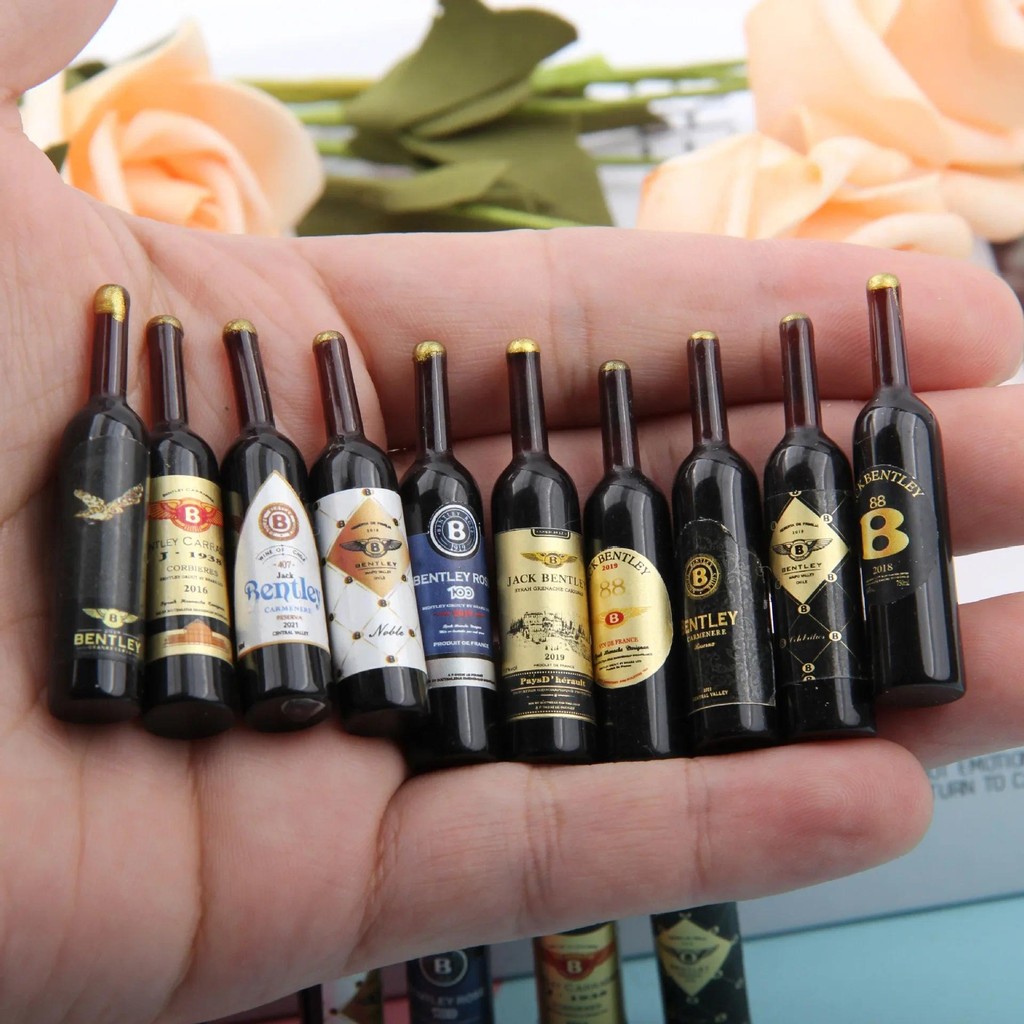 Dollhouse 10pcs Mini Whisky Wine Bottle 1:12 Drinks Miniature Home Kiten Bar Model Decoration Doll A