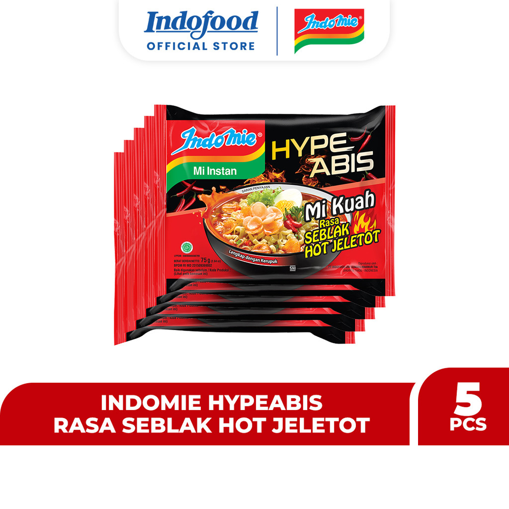 

5 PCS - Indomie HypeAbis Rasa Seblak Hot Jeletot 75 Gr