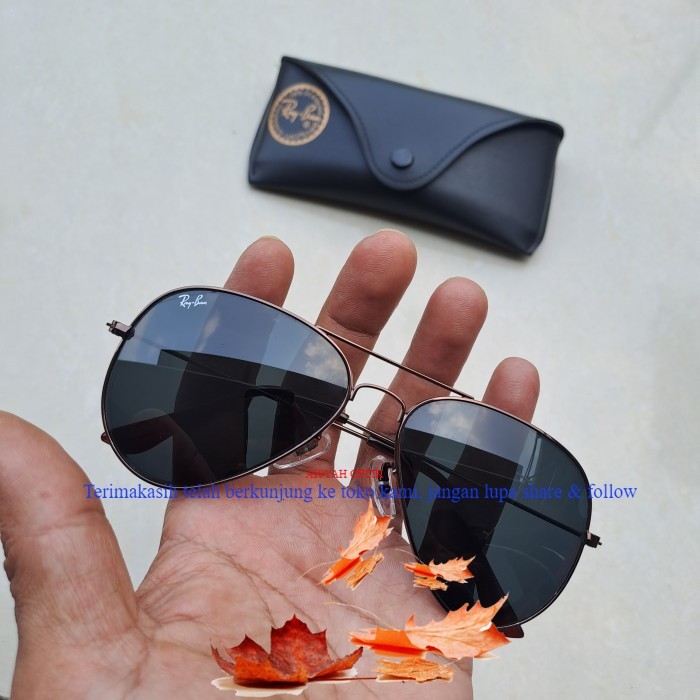 kacamata rayban aviator frame coklat kaca hitam sz 62