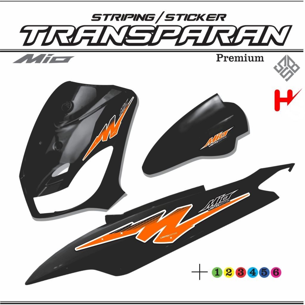 STICKER STRIPING TRANSPARAN YAMAHA MIO OLD/SPORTY/SMILE MOTIF SIMPLE VARIASI V80 VARIASI MOTIF