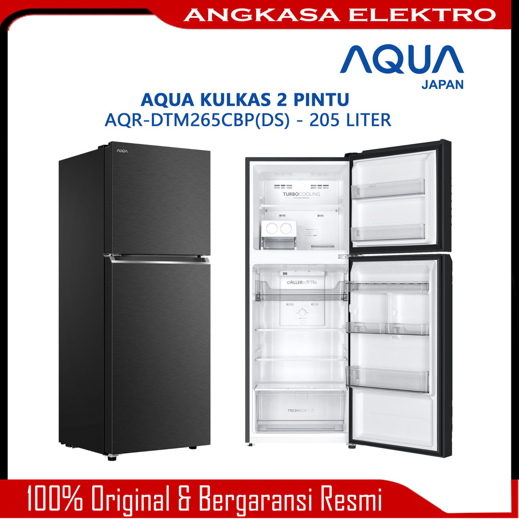 KULKAS AQUA 2 PINTU TANPA BUNGA ES MAGIC NEO 205 LITER AQR-DTM265CBPDS GARANSI 7 TAHUN