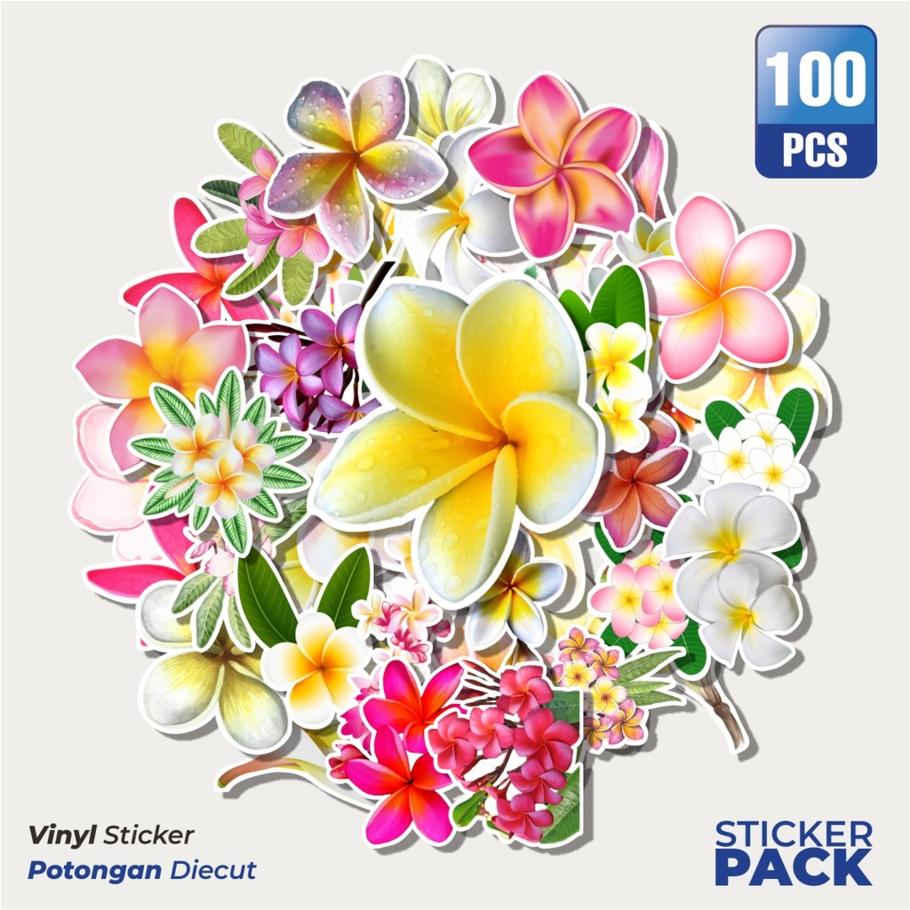 

MURAH 100 PCS Stiker Plumeria Rubra Flowers [Bunga Kamboja] Waterproof Aesthetic- Untuk Laptop, Motor, dan Helm - Paper Stationery Pack