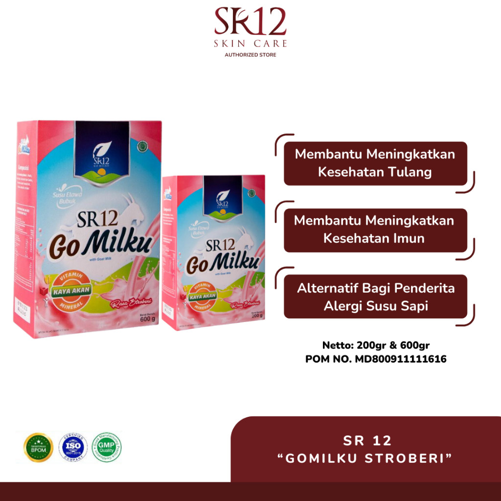 

ASLI 100% SR12 Gomilku Strawberry Susu Kambing Etawa 200gr dan 600gr