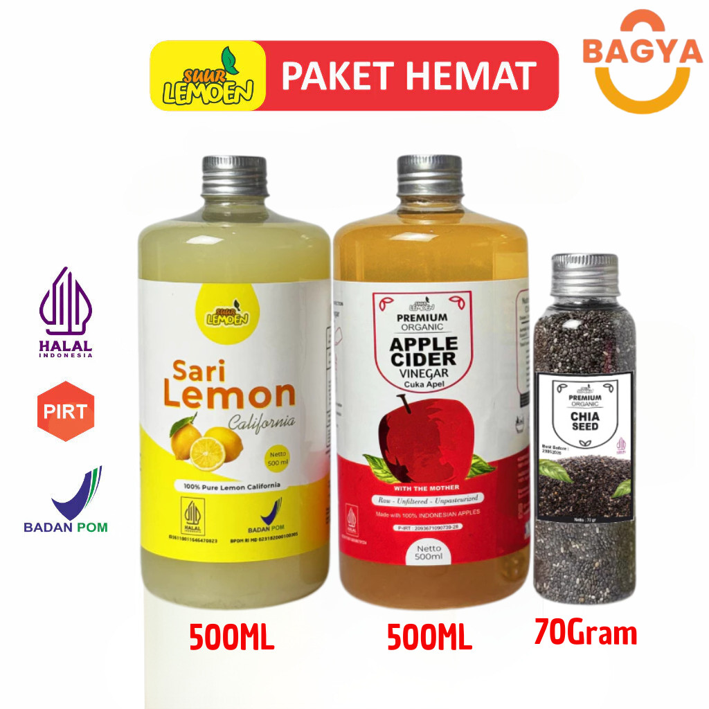 

Paket Suur Lemoen Cuka Apel 500ml Sari Lemon 500ml Chia Seeds 70gram