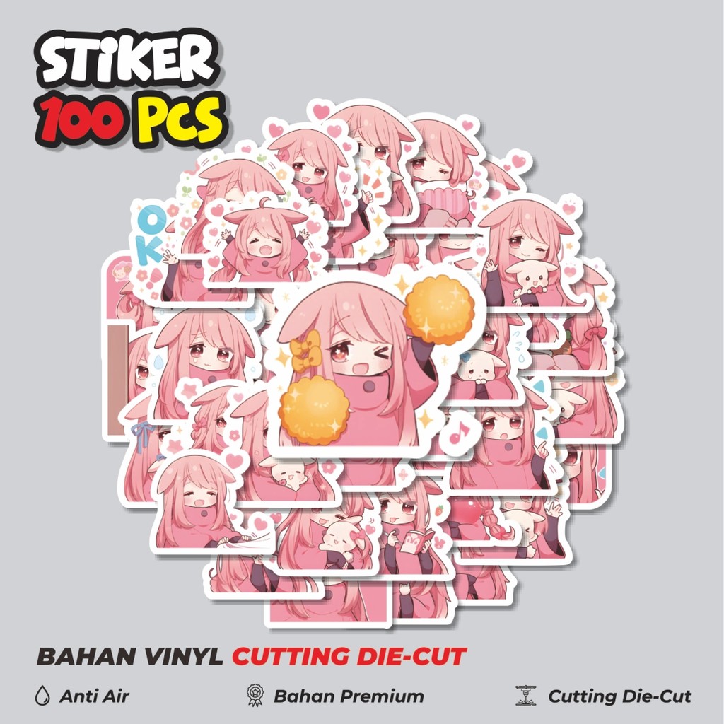 

Terbaru! 50 pcs Stiker Funny Character Bunny Pink Rabbit Dekorasi Lucu Kreatif untuk Notebook, Skateboard, HP