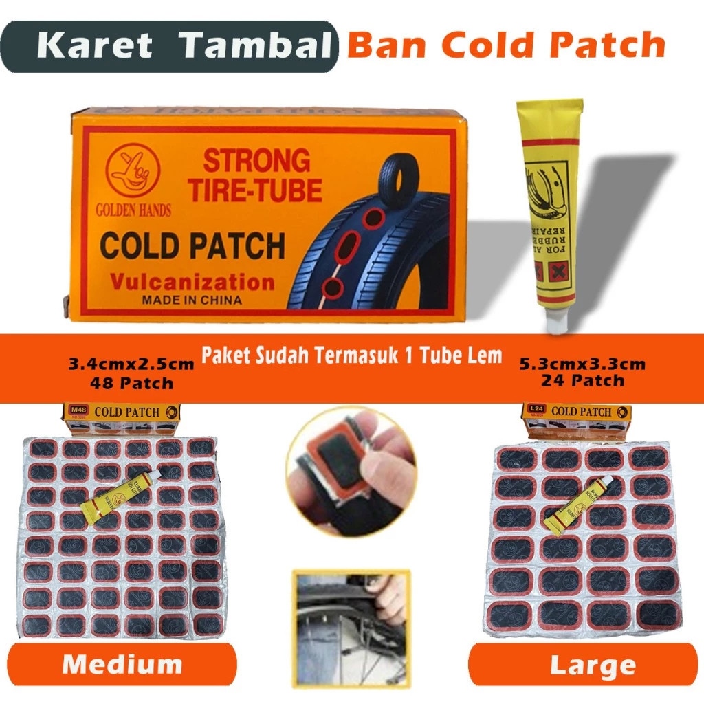 Stiker Sticker Lem Tambal Ban Karet Dalam Sepeda Motor Strong Tire Tube Cold Patch COLDPATCH Large L