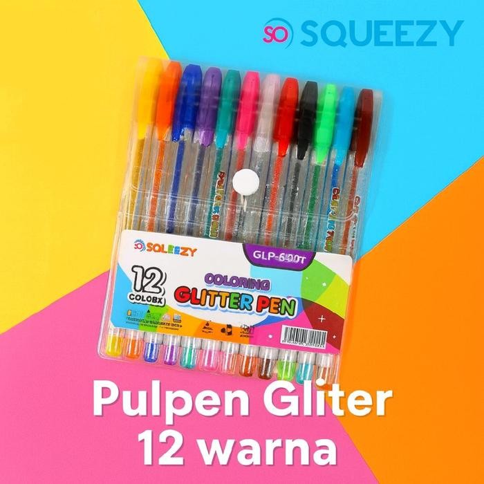 

DpinxAaTivityPulpen - Bulpen Glitter Squeezy 12 Warna – Coloring Glitter Pen Best Seller Sekolah Stationery Tinta