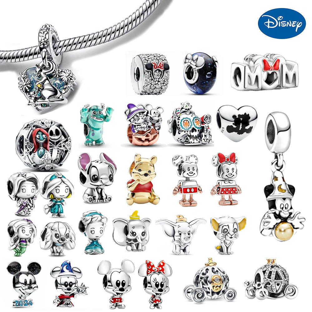 925 Silver DIY Beads Jewelry Charms Bracelet Mickey Minnie Princess Pumpkin Stitch Robots Marvel Twi