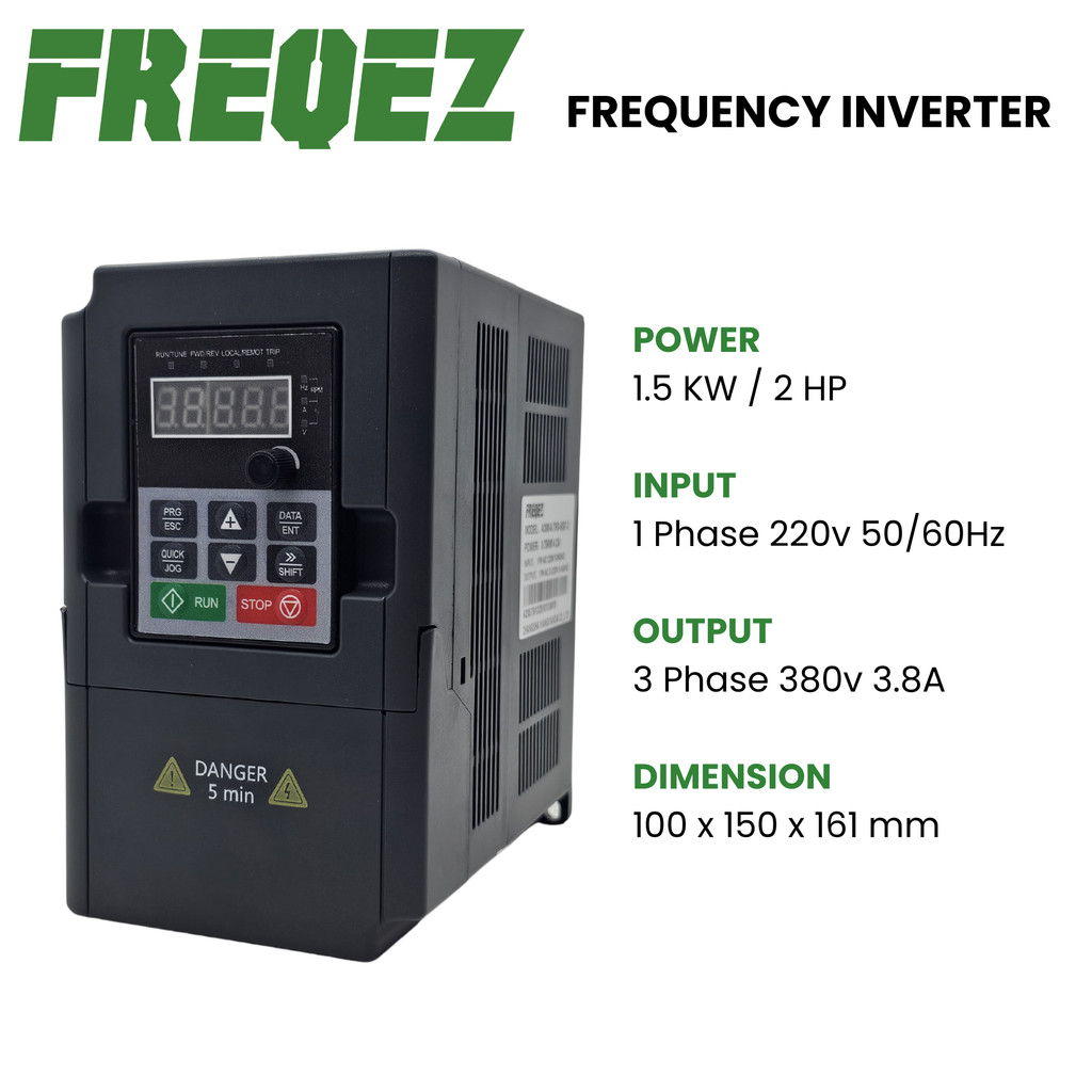 INVERTER VFD 1.5KW / 2HP Input 1phase 220V Output 3phase 380V Variable Frequency Drive FREQEZ